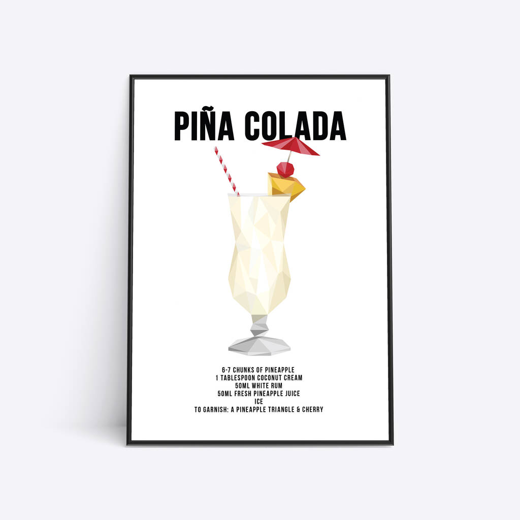 Cocktail Posters Pina Colada Print A4,A3,A2,A1 Cosmo Print Mojito Print