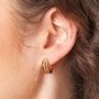 Stainless Steel Illusion Huggie Hoop Earrings In Gold, thumbnail 2 of 4