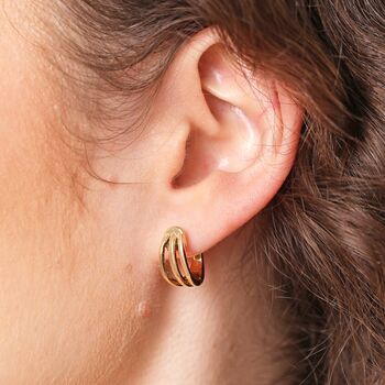 Stainless Steel Illusion Huggie Hoop Earrings In Gold, 2 of 4
