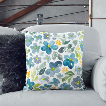 Botanical Blue Wildflower Lumbar Cushion Cover, 5 of 12