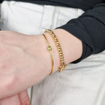 Peridot August Birthstone Gold Plated Bangle, 3 of 5