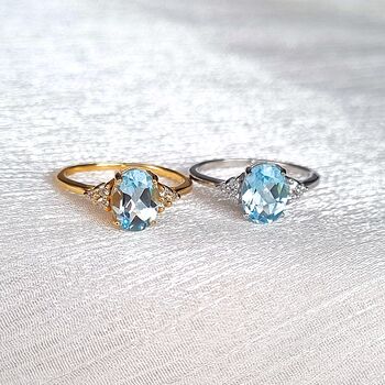 Sky Blue Topaz Ring In Sterling Silver And Gold Vermeil, 8 of 12
