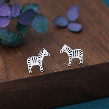 Cute Zebra Stud Earrings In Sterling Silver, 6 of 11