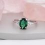 Emerald Green Cz Oval Ring In Sterling Silver, thumbnail 2 of 12