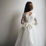 Long Sleeve Flower Girl Dress – Pearl Buttons And Tulle Skirt Ankle Length, Handmade UK, thumbnail 1 of 8