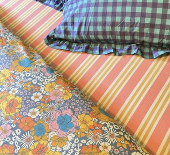 Vintage Stripe Organic Cotton Double Flat Sheet, 3 of 3