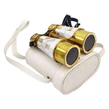 Personalised Mother Of Pearl Binoculars With White Leather Case, 11 of 12