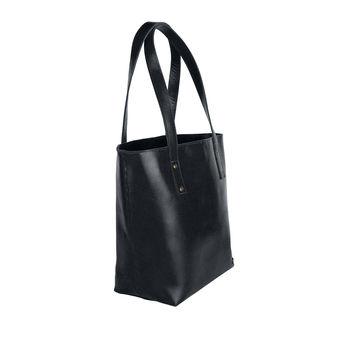 Personalised Black Buffalo Leather Open Tote, 4 of 9