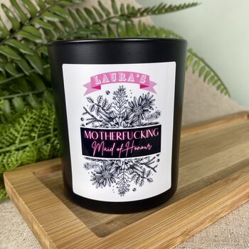 Personalised Neon Motherfucking Maid Of Honour Candle, 4 of 11