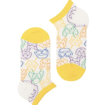 Dog And Cat Short Yellow Ankle Cotton Socks, 4 of 5