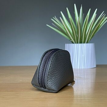 Leather Coin Purse In Charcoal, 2 of 2