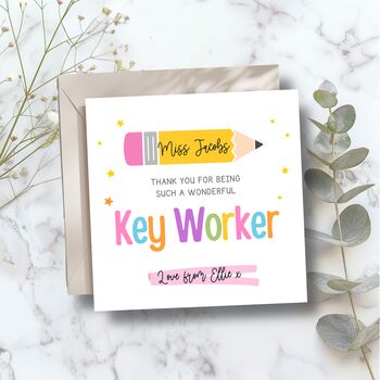 Personalised Thank You Teacher Card, Key Worker End Of Term Gift, 2 of 3