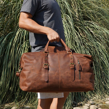 Genuine Leather Holdall Large, 9 of 12