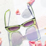 Green Chunky Triangle Cat Eye Sunglasses, thumbnail 2 of 3