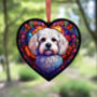 Bichon Frise Stained Glass Effect Heart Suncatcher, thumbnail 5 of 6