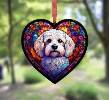 Bichon Frise Stained Glass Effect Heart Suncatcher, 5 of 6