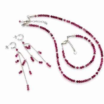 Pink Tourmaline Hoop Drop Earrings, 5 of 11