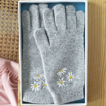 Personalised Daisy Ladies Soft Knit Warm Gloves Gift, 3 of 9