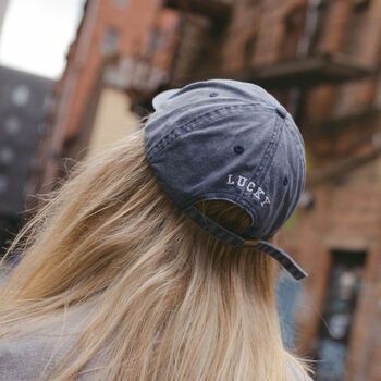 Vintage Denim Personalised Slogan Cap, 7 of 12