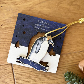 Personalised Penguin Christmas Card/Bauble For Teacher, 7 of 7