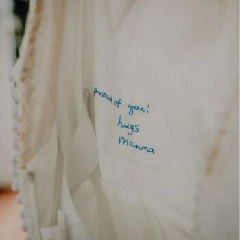 Hand Embroidered Handwriting Wedding Dress Patch, 2 of 12