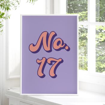 Retro House Number Print Colourful Wall Art, 5 of 5