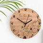 Wildflowers Personalised Family Home Cherry Wood Clock, thumbnail 2 of 3