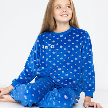 Personalised Matching Mum And Child Snowflake Pyjamas, 5 of 9