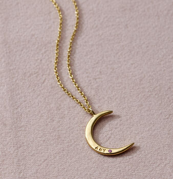 Personalised Birthstone Crescent Moon Necklace, 3 of 11