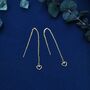 Tiny Open Heart Threader Earrings In Sterling Silver, thumbnail 4 of 12