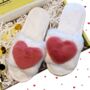 Slippers With Black Fluffy Heart Perfect Valentines Gift, thumbnail 4 of 6