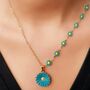 Half Turquoise Flower Charms Choker Summer Necklace, thumbnail 6 of 10