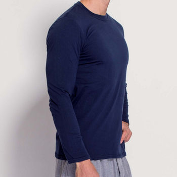 Men's Long Sleeved T Shirt In Navy, 2 of 3