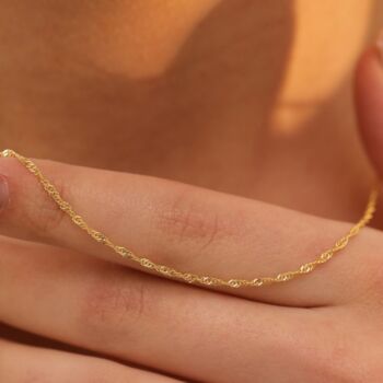 9ct Solid Gold Twisted Singapore Chain Necklace, 4 of 5