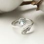 Sterling Silver Gemstone Leaf Adjustable Rings, thumbnail 4 of 8