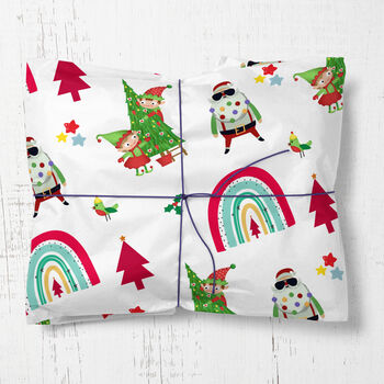 Christmas Rainbow Gift Wrapping Paper Roll Or Folded, 3 of 4