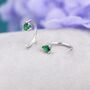 Emerald Green Cz Droplet Huggie Hoop Earrings Two, thumbnail 3 of 11