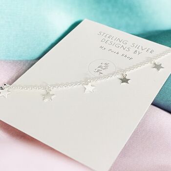 50th Birthday Sterling Silver Five Star Charm Bracelet, 2 of 4