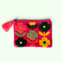 Embroidered Velvet Coin Purse | Pop Floral In Bright Pink, thumbnail 1 of 4