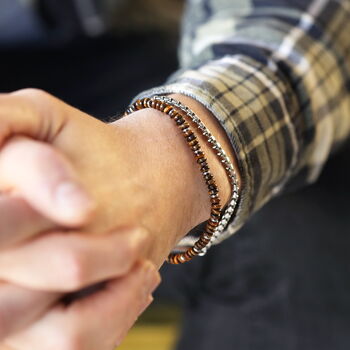 Men's Personalised Stainless Steel Double Layer Beaded Bracelet, 3 of 6