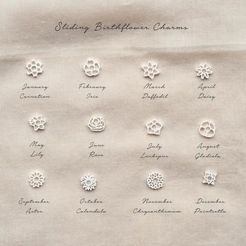 Sterling Silver Sliding Birth Flower Charm, 2 of 8