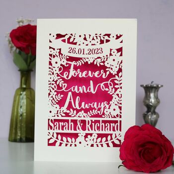 Personalised Papercut 'Forever And Always' Wedding Card, 10 of 12