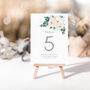 Wedding Table Numbers Dark Green Leaf And White Floral, thumbnail 2 of 4
