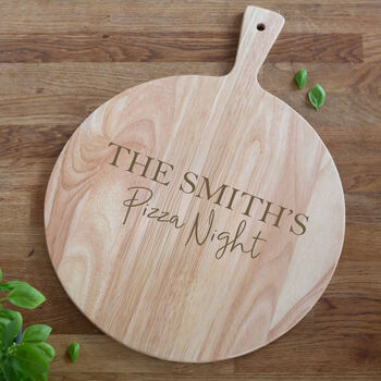 Personalised Wooden Any Wording Family Pizza Board Paddle, 2 of 2