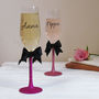 Glitter Bow Personalised Champagne Glass, thumbnail 1 of 4
