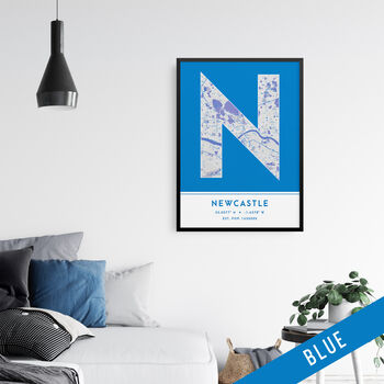 Newcastle City Map Wall Art Print, 3 of 9