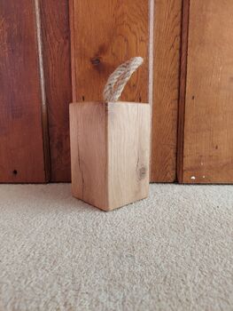 Hand Crafted Solid Reclaimed Oak Door Stop, 3 of 7