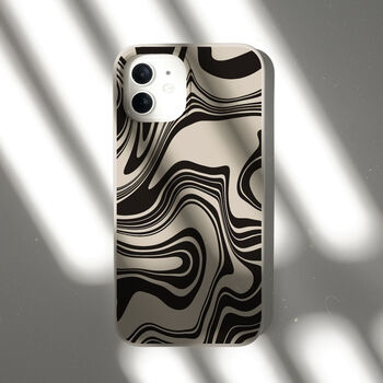 Black Liquid Marble Biodegradable Phone Case, 7 of 8