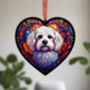 Bichon Frise Stained Glass Effect Heart Suncatcher, thumbnail 2 of 6