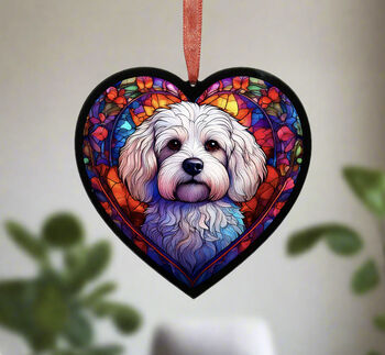 Bichon Frise Stained Glass Effect Heart Suncatcher, 2 of 6